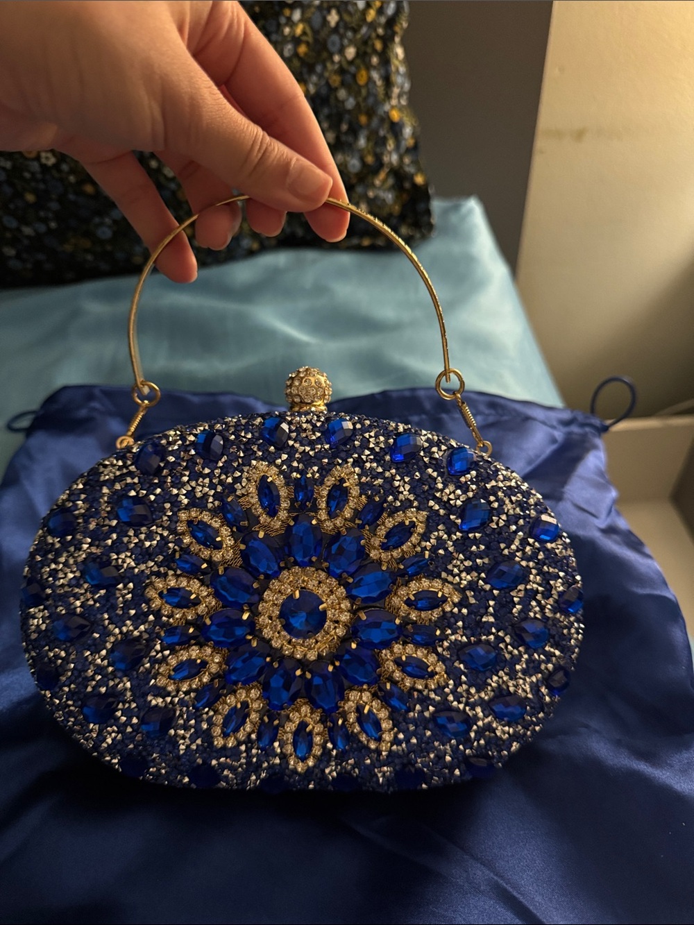 Verano hill gold accent gemstone evening bag